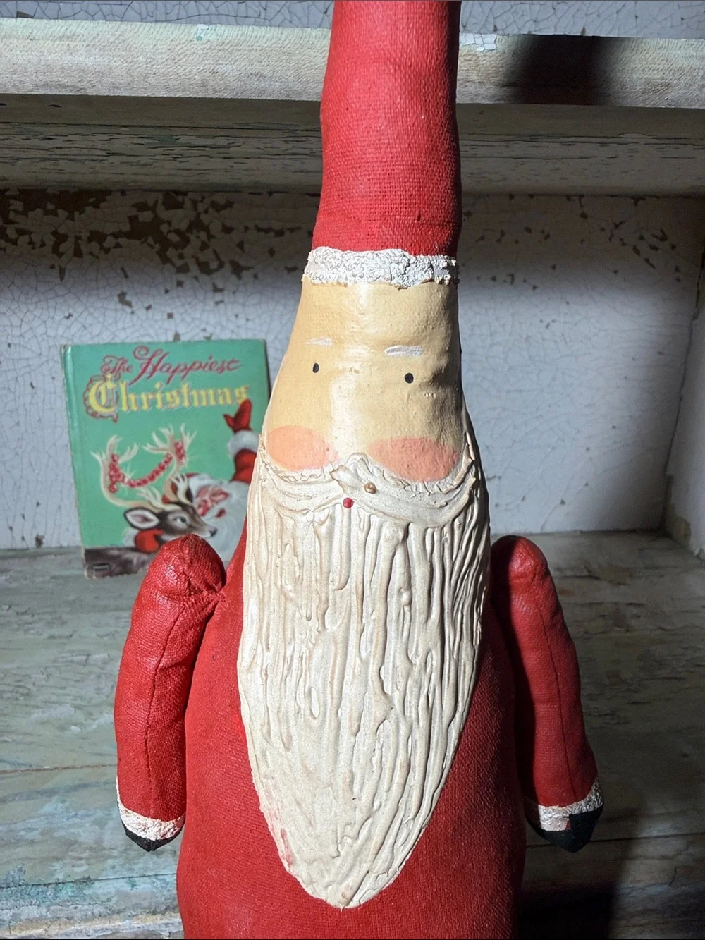 18” Hand Painted Red Santa Figurine with Star Accent